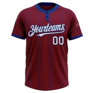 Crimson Royal Pinstripe White Two Button Unisex Softball Jersey Custom Team Softball Jersey 2 h0a1be.jpg