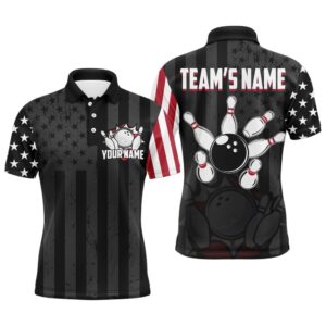 Custom American Bowling Shirt For Men Black&hellip;