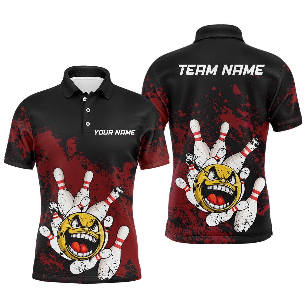 Custom American Bowling Shirt Men Funny Bowling Polo Shirt Team League Bowling Polo Shirt, Personalized Bowling Team Shirt