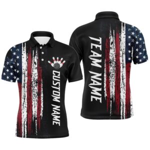Custom American Flag Bowling Polo Shirts For&hellip;