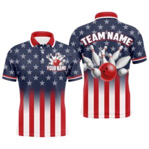 Custom American Flag Bowling Shirt For Men&hellip;