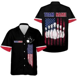 Custom American Flag Bowling Shirt With Name&hellip;