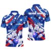 Custom American Flag Men’s Bowling Polo Shirts, Patriotic Bowling Team Bowling League Shirts, Personalized Bowling Team Shirt