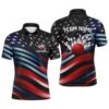 Custom American Flag Strike Bowling Polo Shirts For Men, Patriotic Bowling Team Polo Shirt, Personalized Bowling Team Shirt
