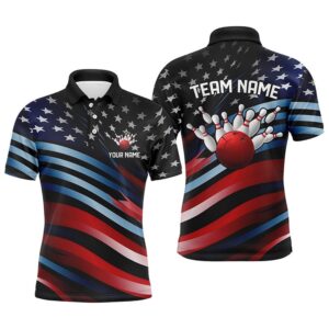 Custom American Flag Team Bowling Polo Shirts&hellip;