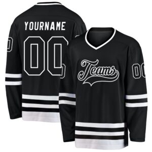 Custom Black Black White Hockey Jersey, New&hellip;