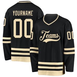 Custom Black Cream Hockey Jersey, New Hockey&hellip;