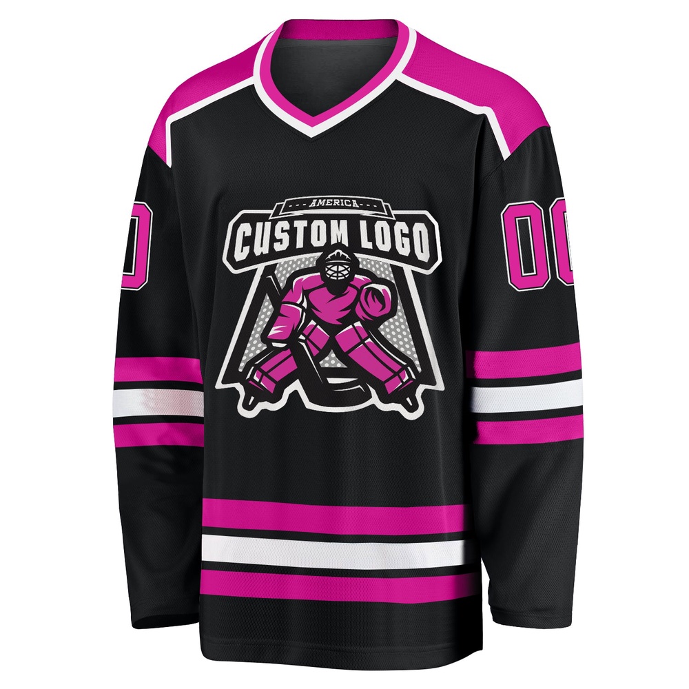 Custom Black Deep Pink White Hockey Jersey, New Hockey Jersey, Personali Sport Team Jersey Shirt