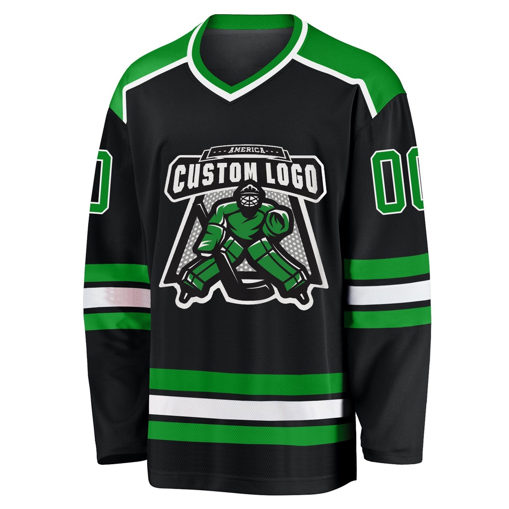 Custom Black Grass Green White Hockey Jersey, New Hockey Jersey, Personali Sport Team Jersey Shirt