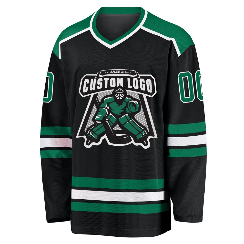 Custom Black Kelly Green White Hockey Jersey, New Hockey Jersey, Personali Sport Team Jersey Shirt Custom Black Kelly Green White Hockey Jersey, New Hockey Jersey, Personali Sport Team Jersey Shirt