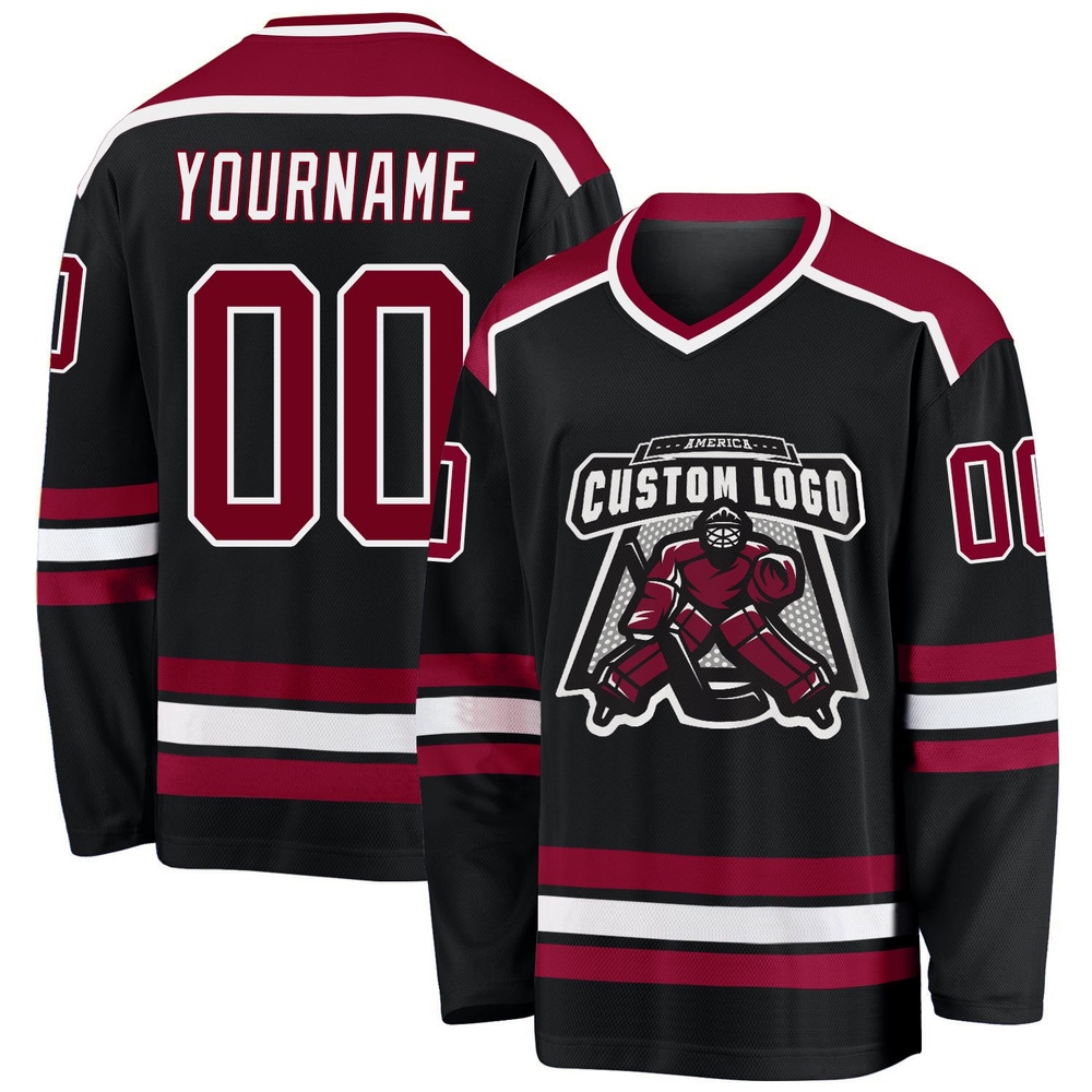 Custom Black Maroon White Hockey Jersey, New Hockey Jersey, Personali Sport Team Jersey Shirt