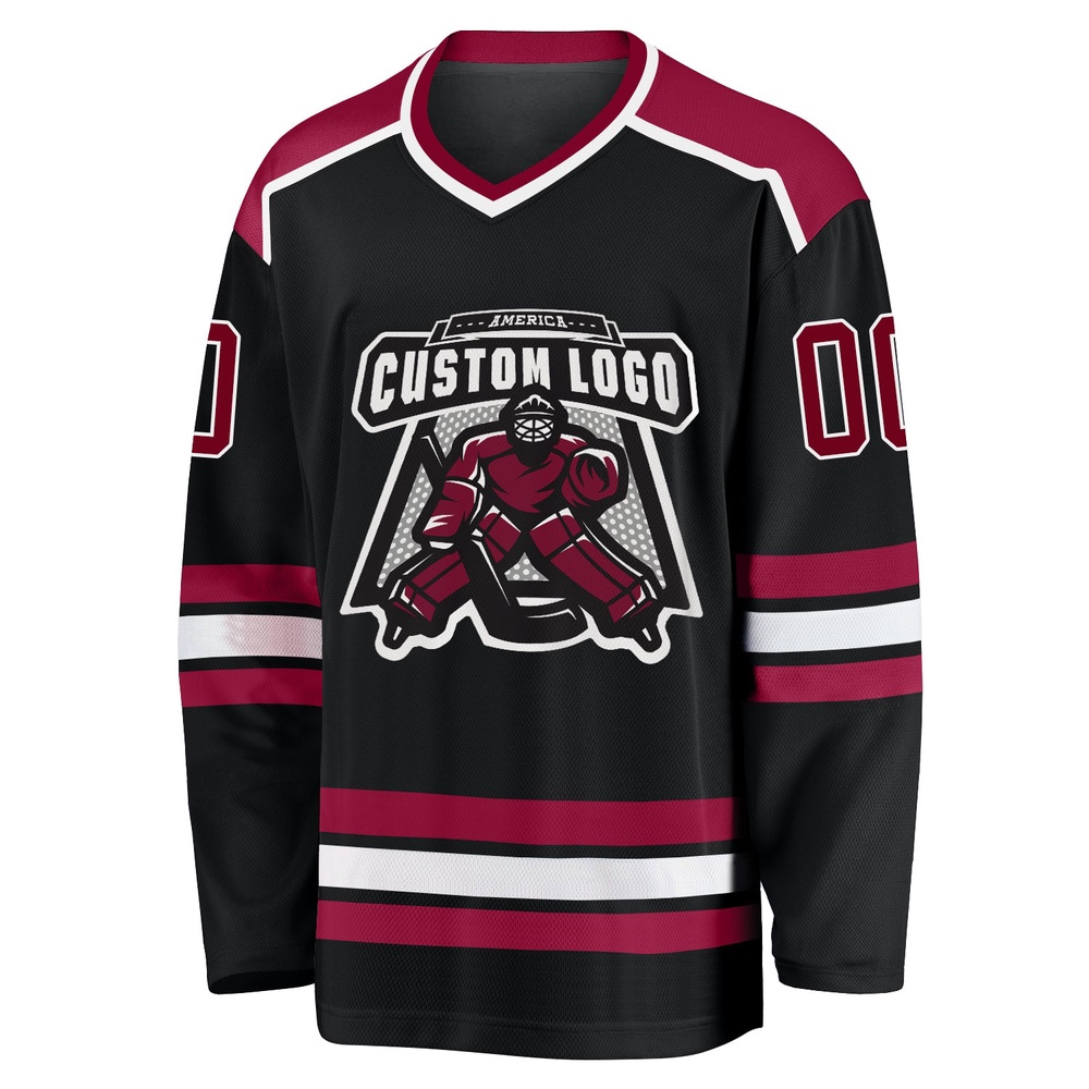 Custom Black Maroon White Hockey Jersey, New Hockey Jersey, Personali Sport Team Jersey Shirt