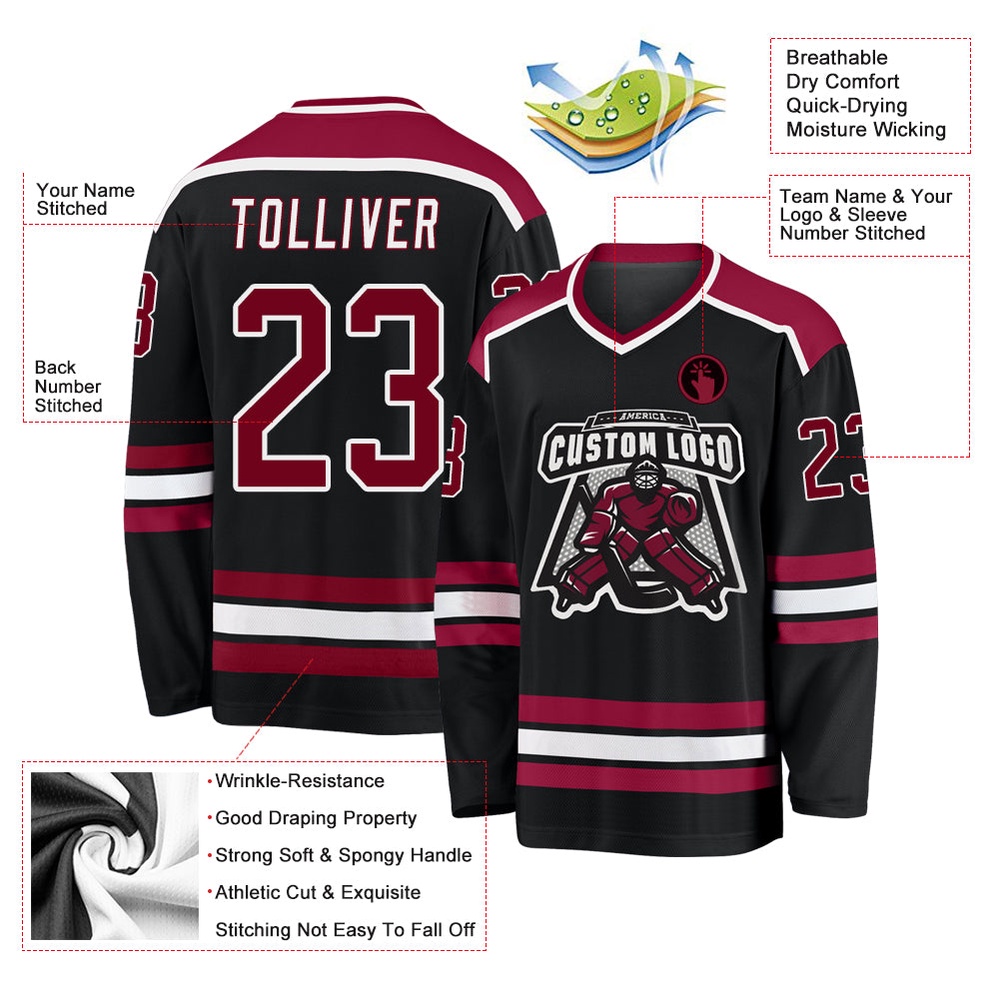 Custom Black Maroon White Hockey Jersey, New Hockey Jersey, Personali Sport Team Jersey Shirt