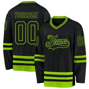 Custom Black Neon Green Hockey Jersey, New&hellip;