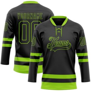 Custom Black Neon Green Hockey Lace Neck&hellip;