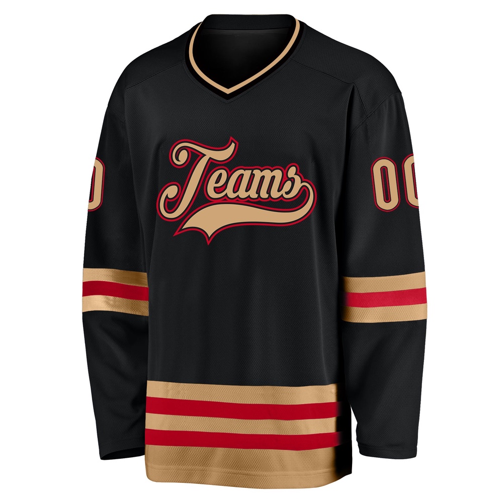 Custom Black Old Gold Red Hockey Jersey, New Hockey Jersey, Personali Sport Team Jersey Shirt
