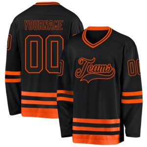 Custom Black Orange Hockey Jersey, New Hockey&hellip;