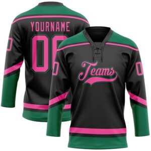 Custom Black Pink Kelly Green Hockey Lace&hellip;