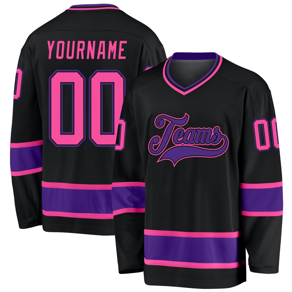Custom Black Pink Purple Hockey Jersey, New Hockey Jersey, Personali Sport Team Jersey Shirt