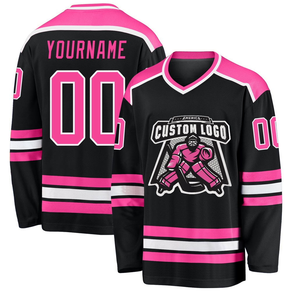Custom Black Pink White Hockey Jersey, New Hockey Jersey, Personali Sport Team Jersey Shirt