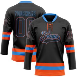 Custom Black Powder Blue Orange Hockey Lace&hellip;