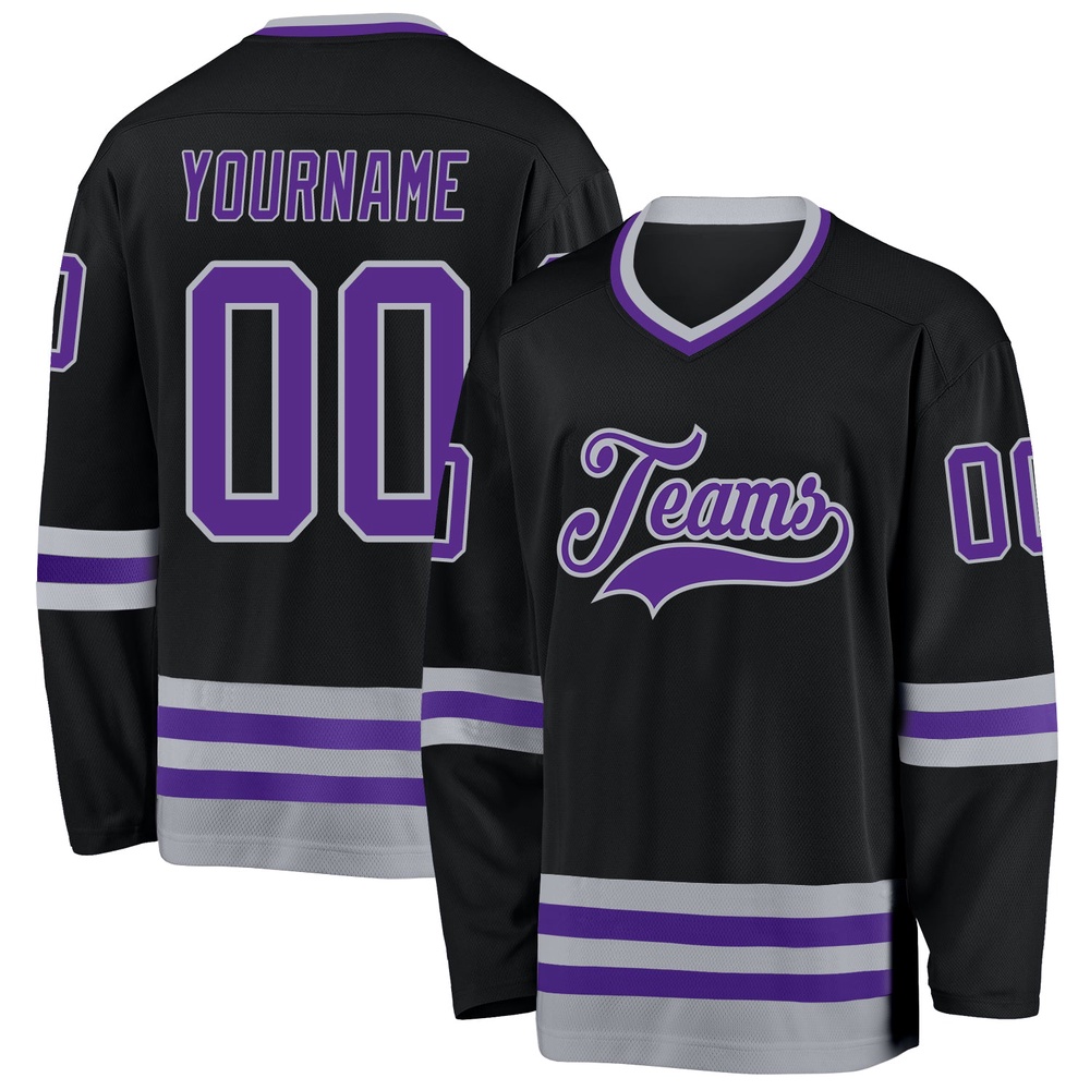 Custom Black Purple Gray Hockey Jersey, New Hockey Jersey, Personali Sport Team Jersey Shirt