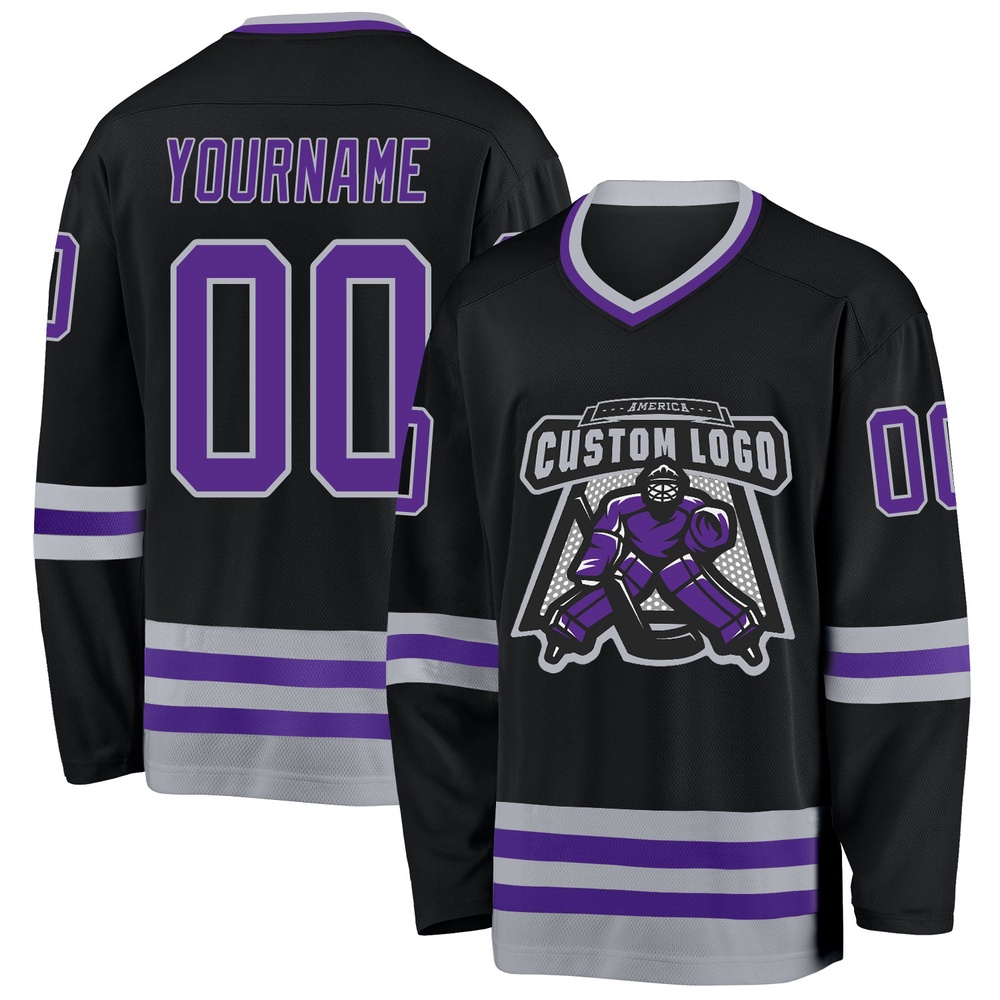 Custom Black Purple Gray Hockey Jersey, New Hockey Jersey, Personali Sport Team Jersey Shirt