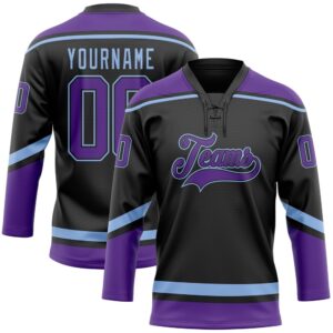 Custom Black Purple Light Blue Hockey Lace&hellip;