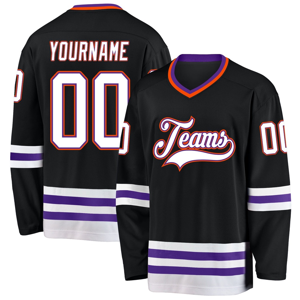 Custom Black Purple Orange Hockey Jersey, New Hockey Jersey, Personali Sport Team Jersey Shirt