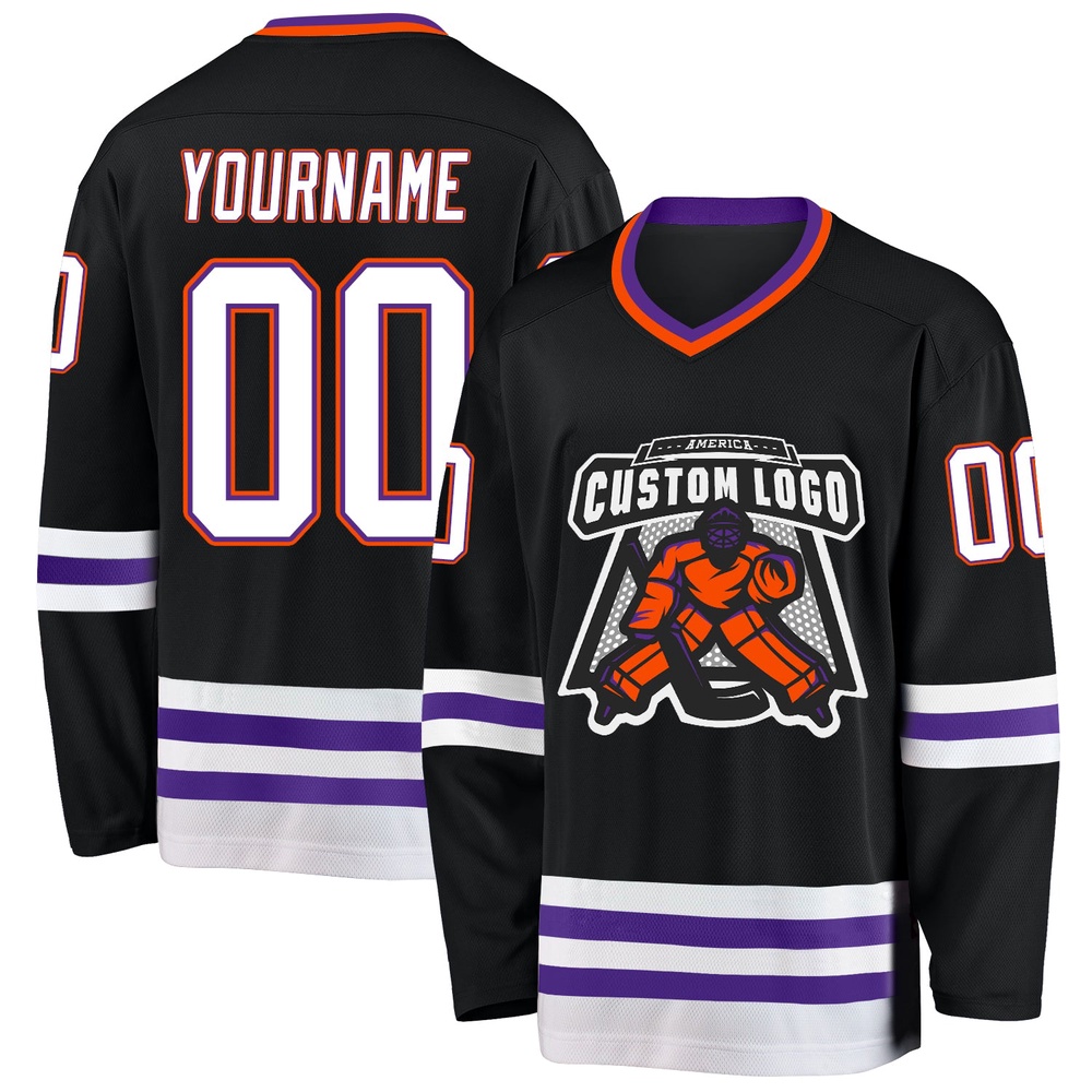 Custom Black Purple Orange Hockey Jersey, New Hockey Jersey, Personali Sport Team Jersey Shirt