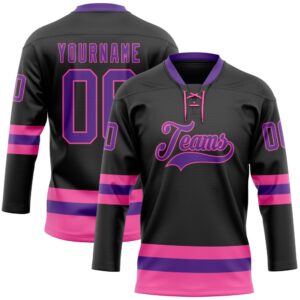Custom Black Purple Pink Hockey Lace Neck&hellip;
