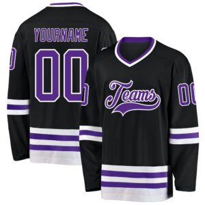 Custom Black Purple White Hockey Jersey, New&hellip;