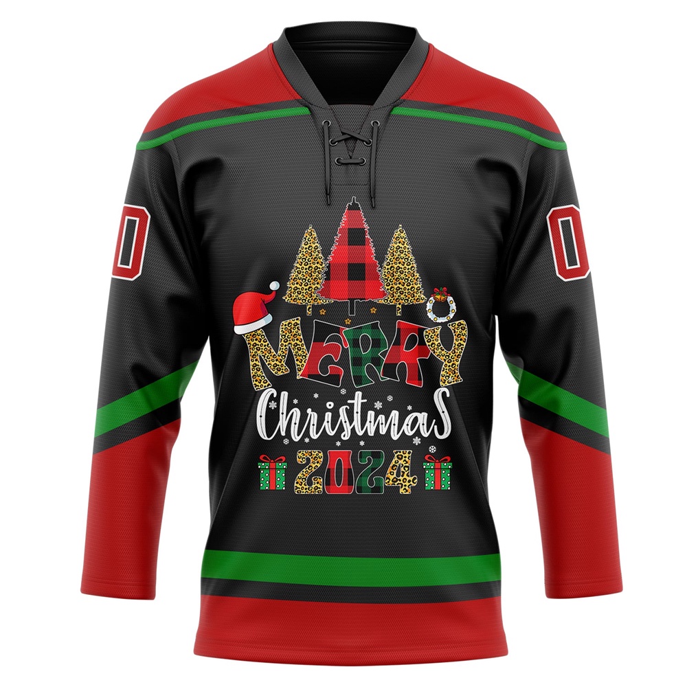 Custom Black Red Grass Green Funny Christmas 3D Hockey Lace Neck Jersey, New Hockey Jersey, Personali Sport Team Jersey Shirt Custom Black Red Grass Green Funny Christmas 3D Hockey Lace Neck Jersey, New Hockey Jersey, Personali Sport Team Jersey Shirt