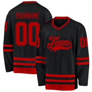Custom Black Red Hockey Jersey, New Hockey&hellip;