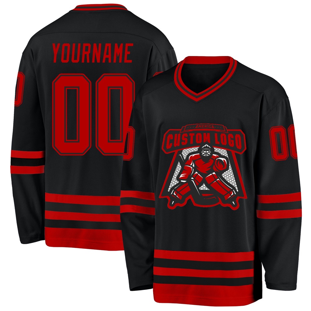 Custom Black Red Hockey Jersey, New Hockey Jersey, Personali Sport Team Jersey Shirt