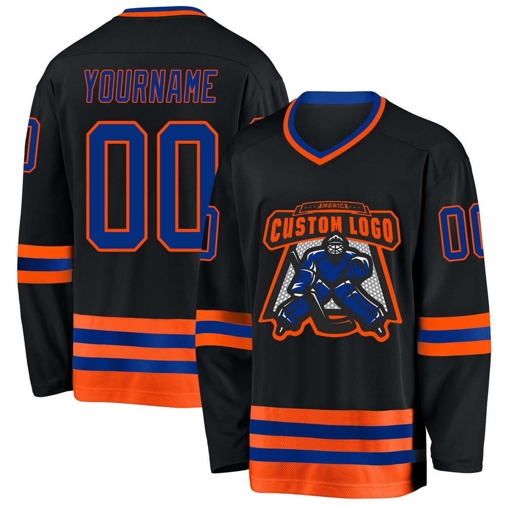 Custom Black Royal Orange Hockey Jersey, New Hockey Jersey, Personali Sport Team Jersey Shirt