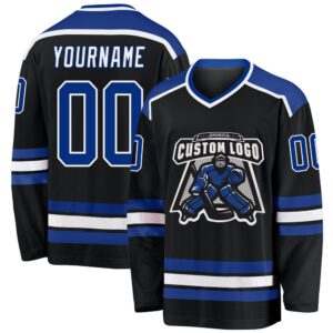 Custom Black Royal White Hockey Jersey, New&hellip;