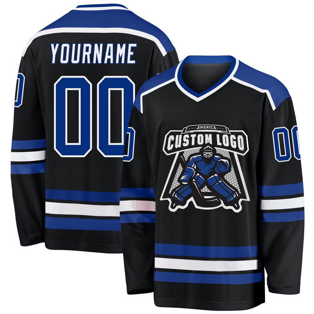 Custom Black Royal White Hockey Jersey, New Hockey Jersey, Personali Sport Team Jersey Shirt