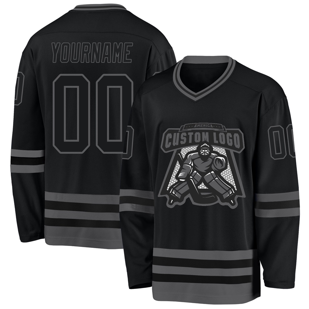 Custom Black Steel Gray Hockey Jersey, New Hockey Jersey, Personali Sport Team Jersey Shirt Custom Black Steel Gray Hockey Jersey, New Hockey Jersey, Personali Sport Team Jersey Shirt