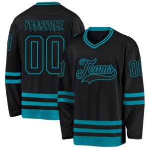 Custom Black Teal Hockey Jersey, New Hockey&hellip;