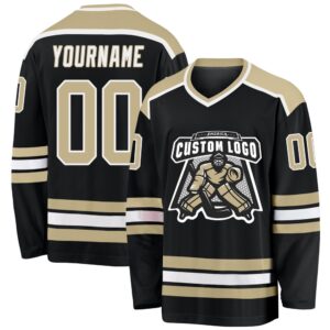 Custom Black Vegas Gold White Hockey Jersey,&hellip;