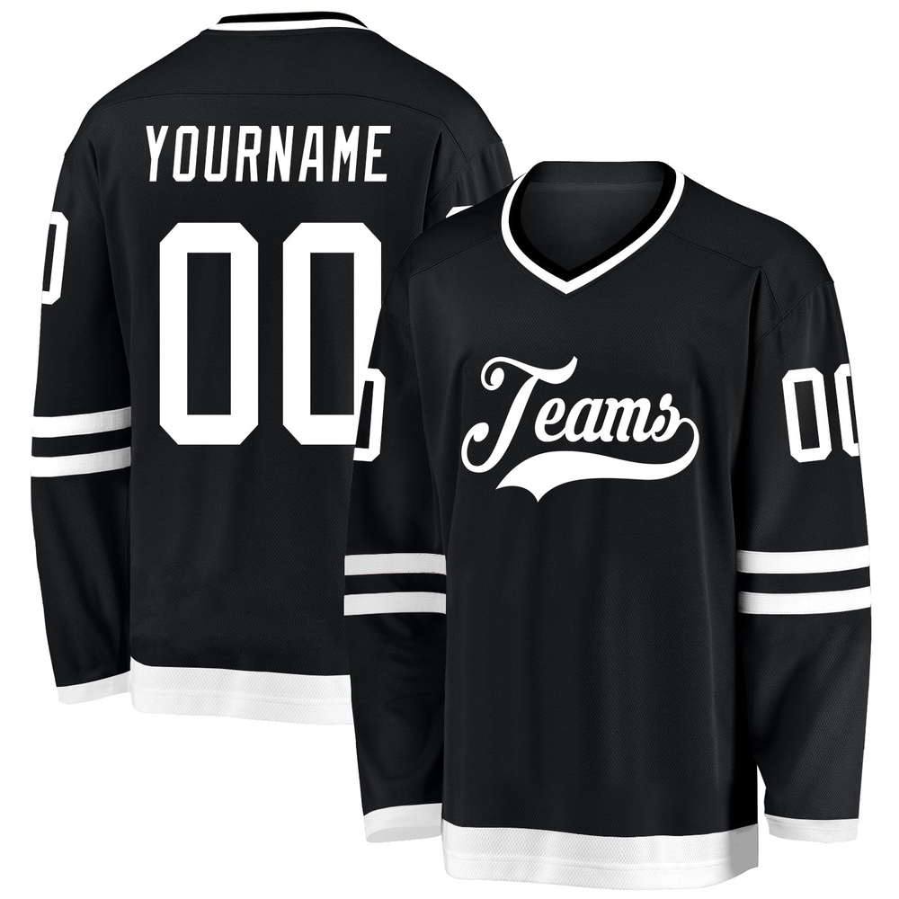 Custom Black White Hockey Jersey, New Hockey Jersey, Personali Sport Team Jersey Shirt