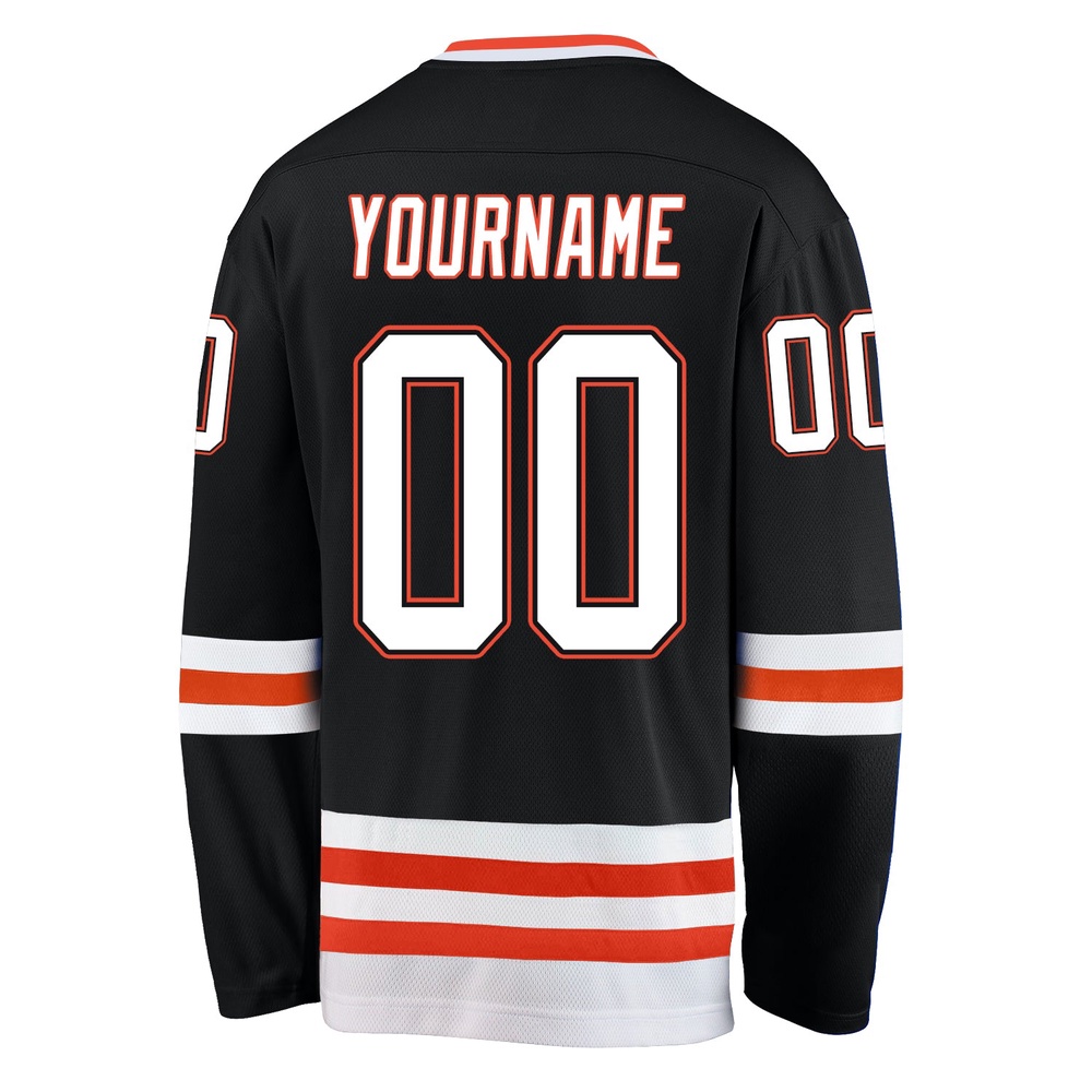 Custom Black White Orange Hockey Jersey, New Hockey Jersey, Personali Sport Team Jersey Shirt Custom Black White Orange Hockey Jersey, New Hockey Jersey, Personali Sport Team Jersey Shirt