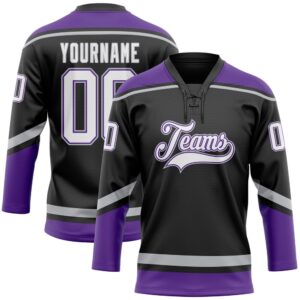 Custom Black White Purple Gray Hockey Lace&hellip;