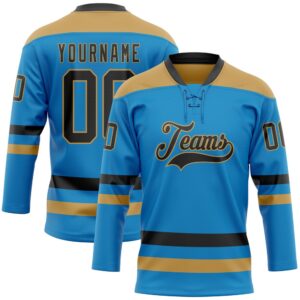Custom Blue Black Old Gold Hockey Lace&hellip;