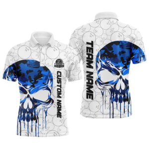 Custom Blue Camo Skull Bowling Polo Shirts&hellip;