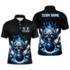 Custom Blue Flame Bowling Polo Shirts For Men, This Is How I Roll Team Bowling Polo Shirt, Personalized Bowling Team Shirt
