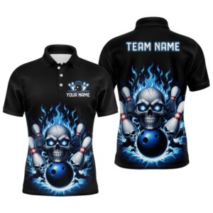 Custom Blue Flame Bowling Team Shirts, Halloween&hellip;