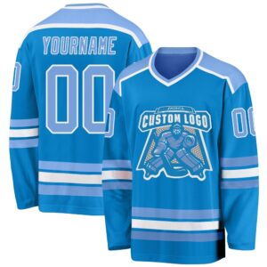 Custom Blue Light Blue White Hockey Jersey,&hellip;
