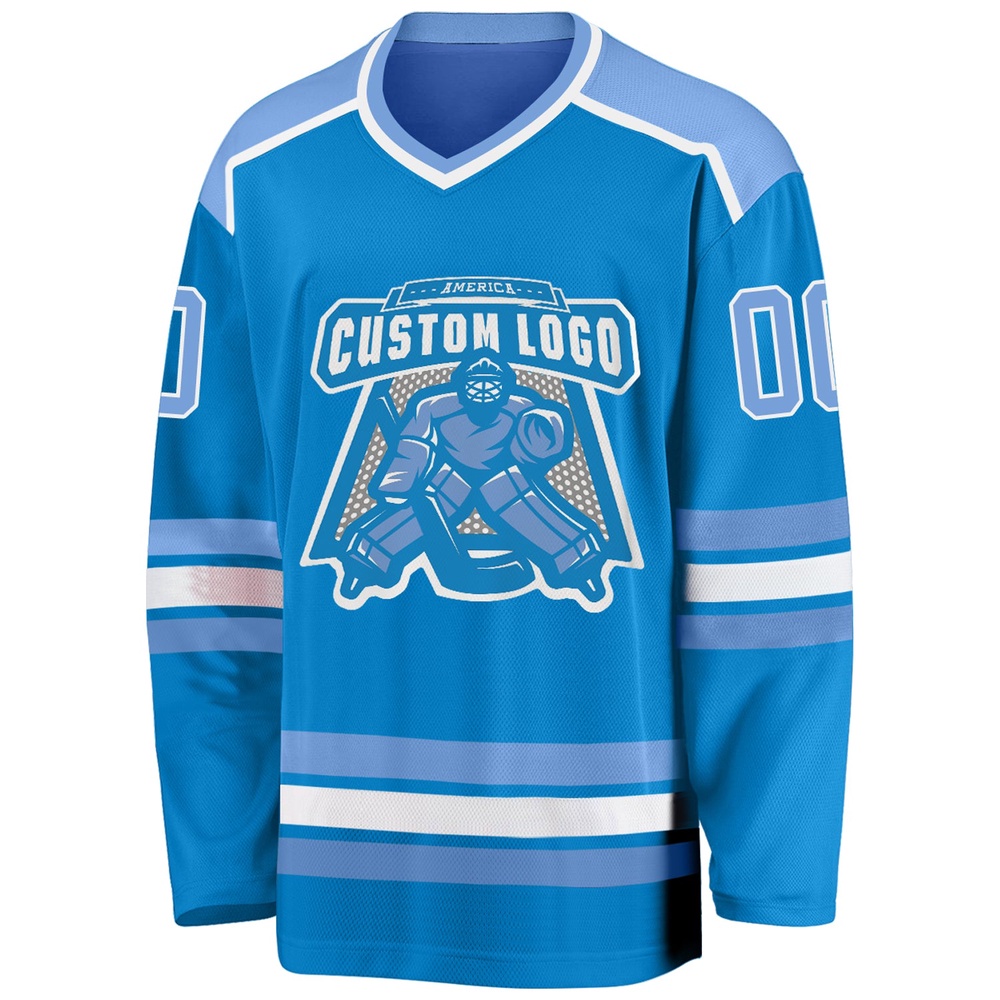 Custom Blue Light Blue White Hockey Jersey, New Hockey Jersey, Personali Sport Team Jersey Shirt